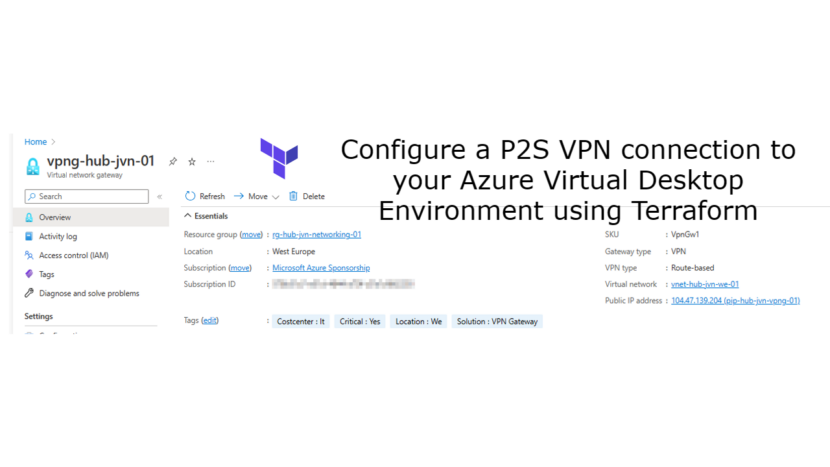 Configure a P2S VPN connection to your Azure Virtual Desktop Environment using Terraform