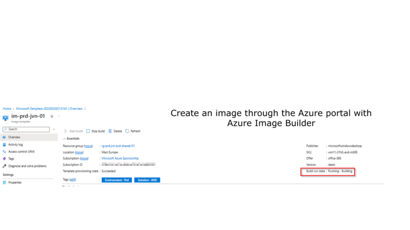 Create an image through the Azure portal with Azure Image Builder