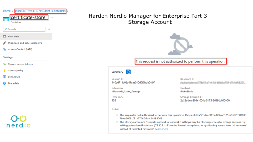 Harden Nerdio Manager for Enterprise Part 3 – Storage Account