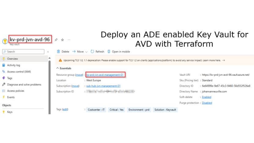 Deploy an ADE enabled Key Vault for AVD with Terraform
