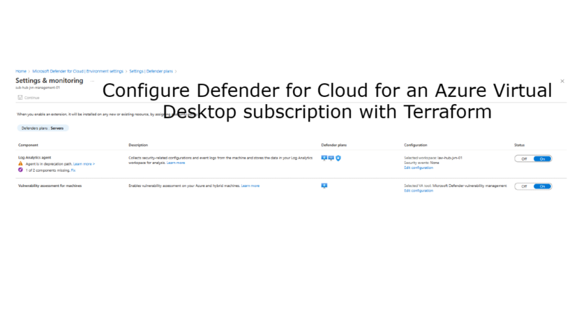 Configure Defender for Cloud for an Azure Virtual Desktop subscription with Terraform