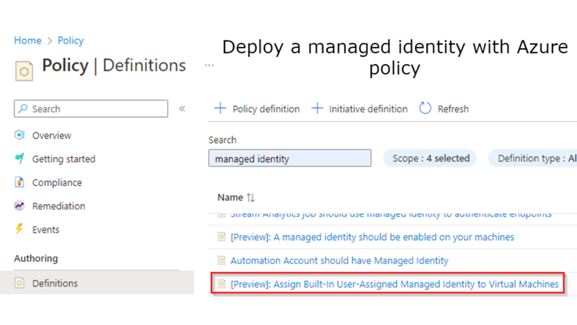 Deploy a managed identity with Azure policy