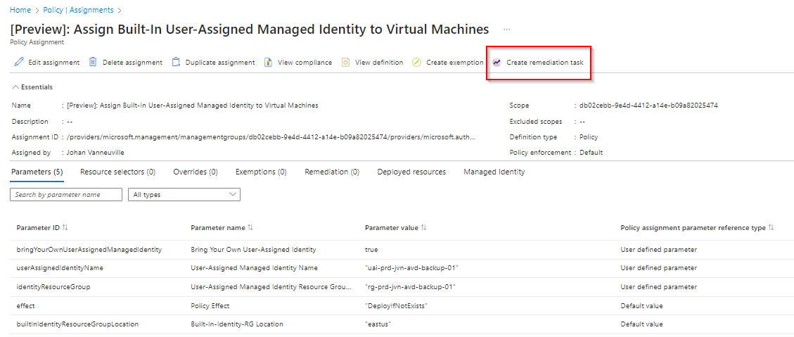 Deploy a managed identity with Azure policy - Johan Vanneuville