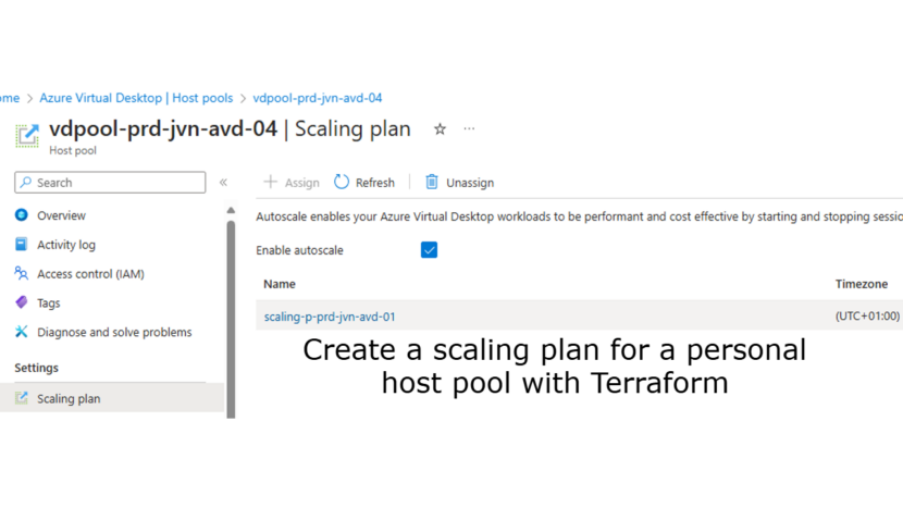 Create a scaling plan for a personal host pool with Terraform
