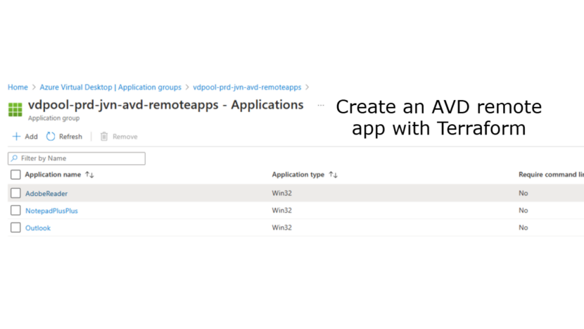 Create an AVD remote app with Terraform