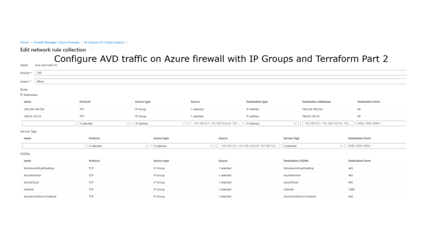 Configure AVD traffic on Azure firewall with IP Groups and Terraform Part 2